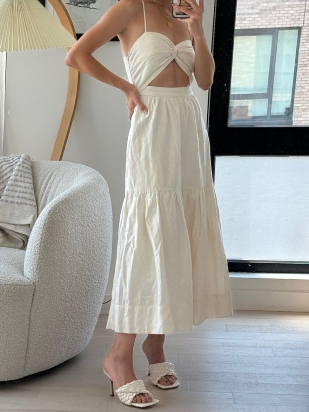Shona Joy *NEW* Cecilia Twist Bodice Midi Dress in Linen - Picture 7 of 17